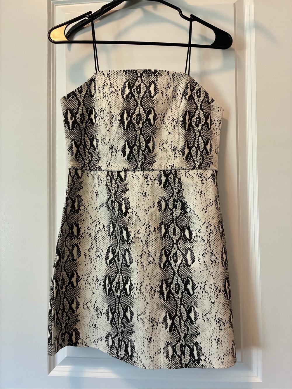 Style Rack Strapless Snake-Print Mini Dress in Black & White